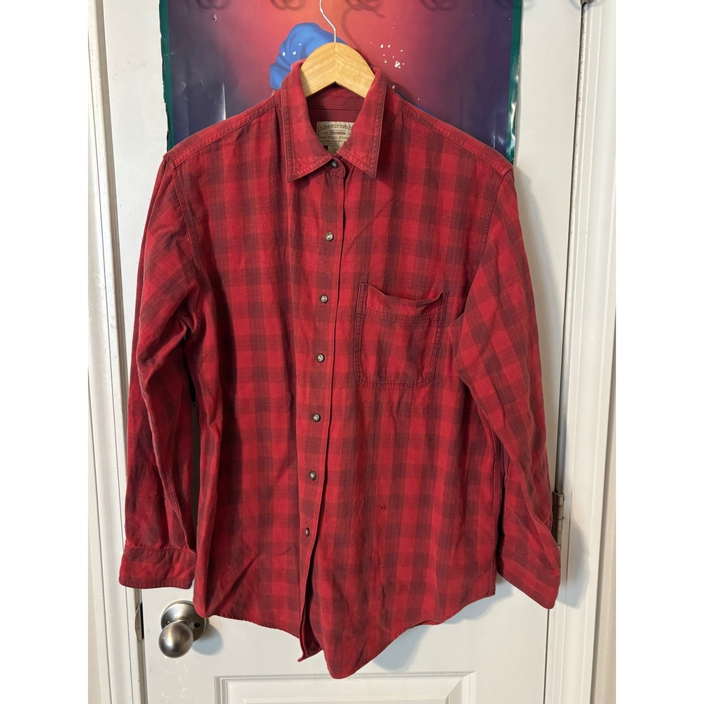 Abercrombie & Fitch Mens Red Black Buffalo Plaid Cotton Flannel Shirt Small S
